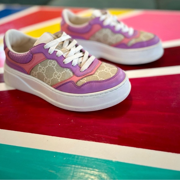 Gucci Pink & Lilac Platform Low-Top Sneaker - Picture 2 of 14